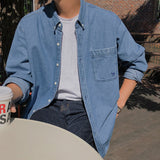 Denim Shirts Men's Spring Long Sleeve Shirt Coat Loose Casual