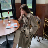 Beth Dutton Outfits Trench Coat for Women Mid-Length British Style Spring and Autumn Loose Cargo Waist Trimming Coat Women