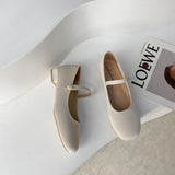 Nude Block Heel Sandals Mary Jane Shoes Women's Vintage High Heels