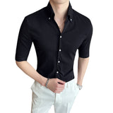 Men's Shirts V-neck Striped Half Sleeve Shirt