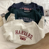 Harvard Sweatshirt Letter Embroidery Velvet Padded Thickened Sweater
