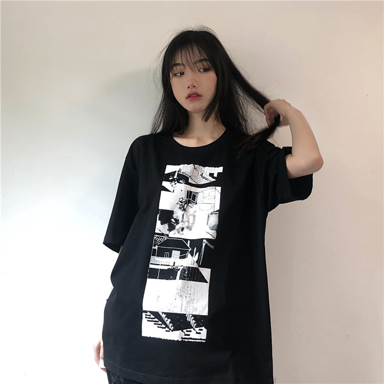 Cavempt Ce Life Cave @ MPT C.E Fashion Brand Geometric Letter Steam Wave Casual Printed Short Sleeves Men's and Women's T-shirt