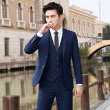 Seersucker Suit Casual Slim Three-Piece Suit