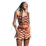Women Top & Pant 2 Piece Set Summer Strap Backless Halter Vest High Waist Sheath Shorts Casual Suit