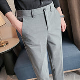 Men Trousers Casual Pants Simple Embroidered Four-Sided Stretch Light Business Boys Suit Pants