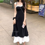 Black and White Dress Hepburn Style Suspender Dress