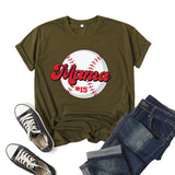 Boy Mama T Shirt Baseball Mama Printed Short Sleeve T-shirt
