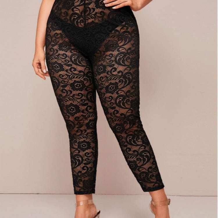 Women Plus Size Pants Lace Sexy Loose Leggings