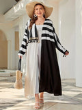 Women Plus Size Jackets Stripes MultiColor Coat