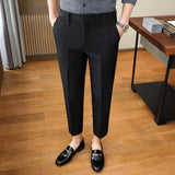 Men Trousers Pants Slim Solid Color Simple Light Business Pants