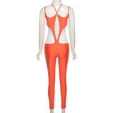 Fall Hollow Backless Sling High Waist Tight Sports Fitness Jumpsuit