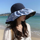 Straw Hat Bucket Hat Big Brim Beach Sun Hat