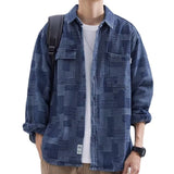 Denim Shirts Men's Long Sleeve Spring and Autumn Loose Casual Denim Shirt Coat