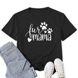 Boy Mama T Shirts Fur Mama Letter Print Short-Sleeve T-shirt