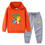 Children Pokemon Pikachu Hoodie & Pant Set Hooded Sweater Trousers Cotton Suit