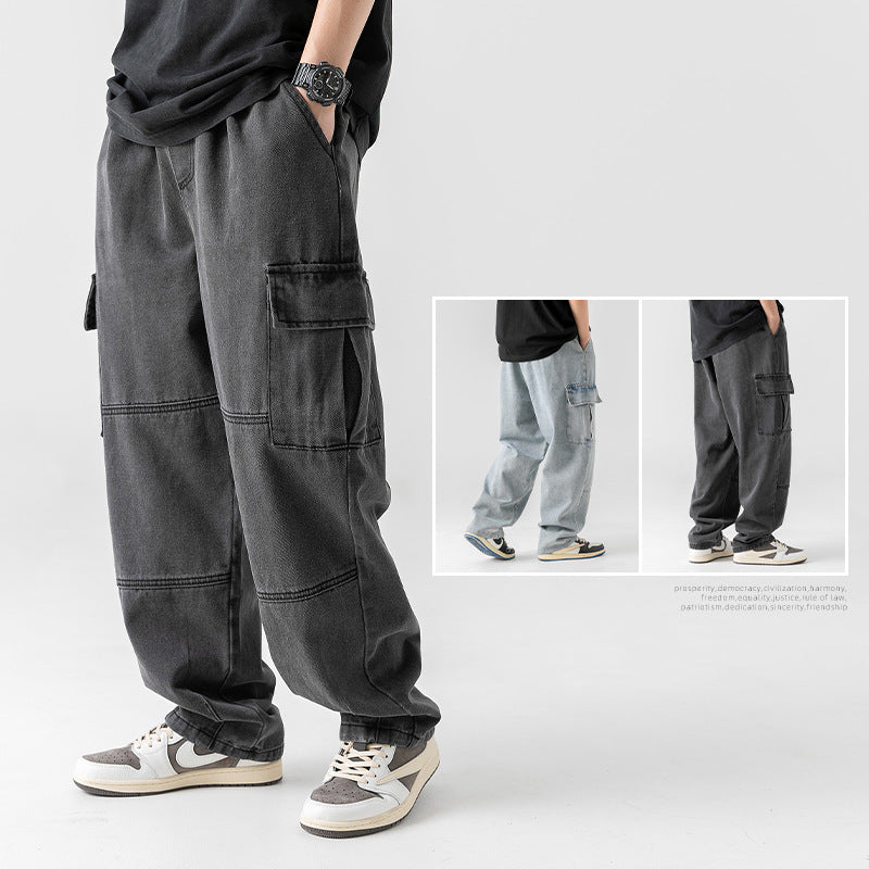 Men Cargo Pants Men's Pocket Jeans Spring Trousers