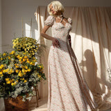 Women Summer Dresses Midi Dress Fashion Puff Sleeve Floral Dress