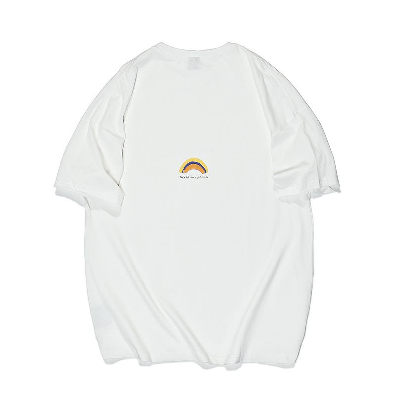 Men T Shirt Summer Casual Tops Men's Clothes Summer Wear Retro Men's round Neck Short Sleeve Casual Loose Rainbow Printing T-shirt