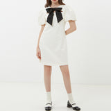 Black and White Dress Summer Black Bow Dress