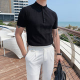 Men Shirts Knitted Lapel T-shirt