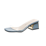 Nude Chunky Heel Transparent Sandals
