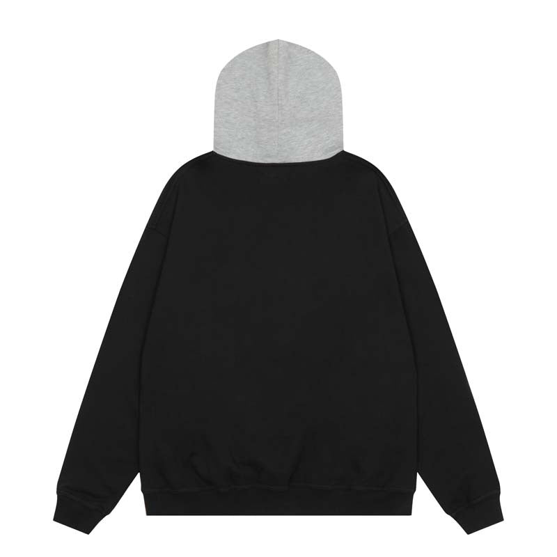 Present Hoodie Wolf Head Printed Patchwork Hoodie