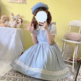 Gothic Lolita Harajuku Style Clothing Earth Lolita Peter Pan Collar Short Sleeve Inner JSK Solid Color Dress