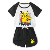 Children Pokemon Pikachu Tshirts & Shorts Short-Sleeved T-shirt Shorts Casual Sports Two-Piece Neutral