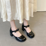 Nude Pumps Block Heel Vintage High Heels Black Bow Leather Shoes