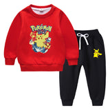Children Pokemon Pikachu Hoodie & Pant Set Fleece Lined Padded Warm Keeping Sweatshirt Set