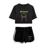 Dreamwastaken Men's Novelty Hoodies Dream Merch Shirt Printed Sexy Navel Exposed T-shirt Shorts Set
