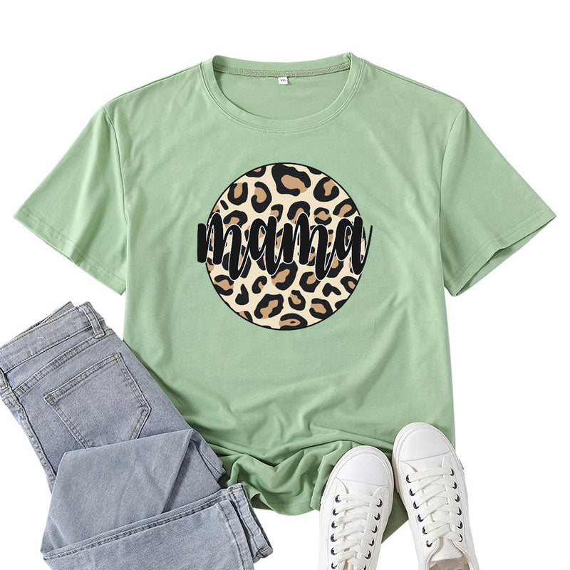 Boy Mama T Shirts Mama Leopard Circlet T-shirt