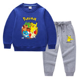 Children Pokemon Pikachu Hoodie & Pant Set Sweater Suit Solid Color Cotton Warm Trend
