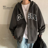 Slogan Graphic Hoodie Zipper Sweater