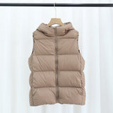 Women Winter Coats Puffer down Vest Winter Hooded down Vest Female Short Chic