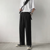 Men Suit Pants Men's Summer Thin Loose Straight Solid Color Casual Pants