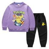 Children Pokemon Pikachu Hoodie & Pant Set Two-Piece Baby Cotton Sweater Set