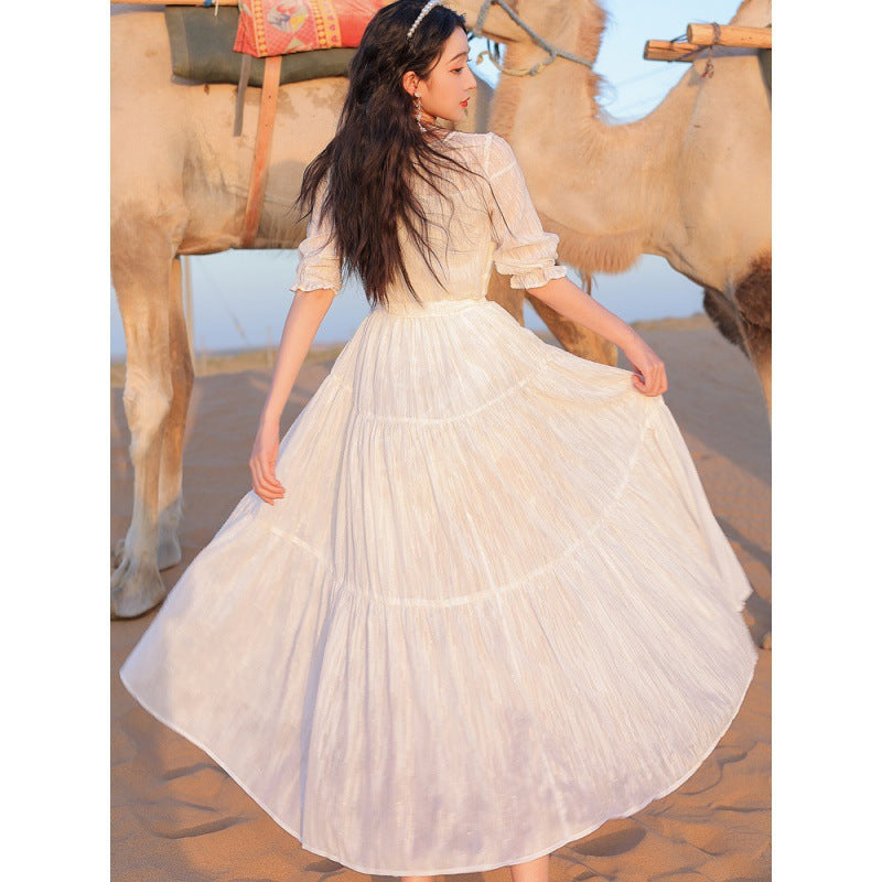 Fairy Dress White Temperament Long Dress Fairy Early Autumn Long Sleeves Women's Seaside Vacation