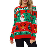 Ugly Christmas Sweater Loose Casual Christmas Tree Snowman Sweater