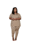 Women Plus Size Co-Ords Loose Casual Print Loose Short Sleeve Pajamas Two-Piece Set