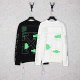 Off White Long Sleeve Round Neck Sweater Fall/Winter Crew Neck Pullover Sweatshirt