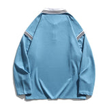 Men's T Shirt Summer Casual Tops Letter Embroidered Long Sleeve T-shirt Men's Color Stitching Turnover Neck Pullover Boyfriend Harajuku Style Trendy