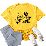 Boy Mama T Shirts Fur Mama Letter Print Short-Sleeve T-shirt