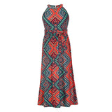 Beth Dutton Bohemian Dress Summer Spring Midi Dresses Vintage Printed Halter Belt Beach Long Skirt