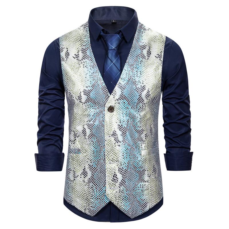 Mens Dress Vests Men's Vest Casual Jacket Business Waistcoat Men's Printed Suit Vest Men's Vest