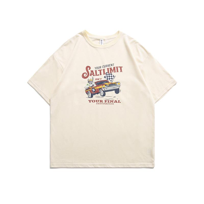 Men T Shirt Summer Casual Tops Men's Clothes Summer Wear Vintage Men's round Neck Short Sleeve Casual Loose Car Printed T-shirt