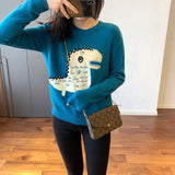 Dinosaur Sweaters round Neck Knitted Sweater