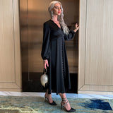 Bohemian Beach Dress Black V-neck Evening Dress Chiffon