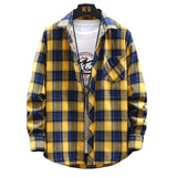 Mens Flannel Jacket Brushed Plaid Slim Fit Long Sleeve Shirt Men Casual Overshirt