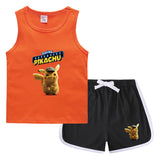 Children Pokemon Pikachu Tshirts & Shorts Casual Sports Sweat-Absorbent Suit Neutral